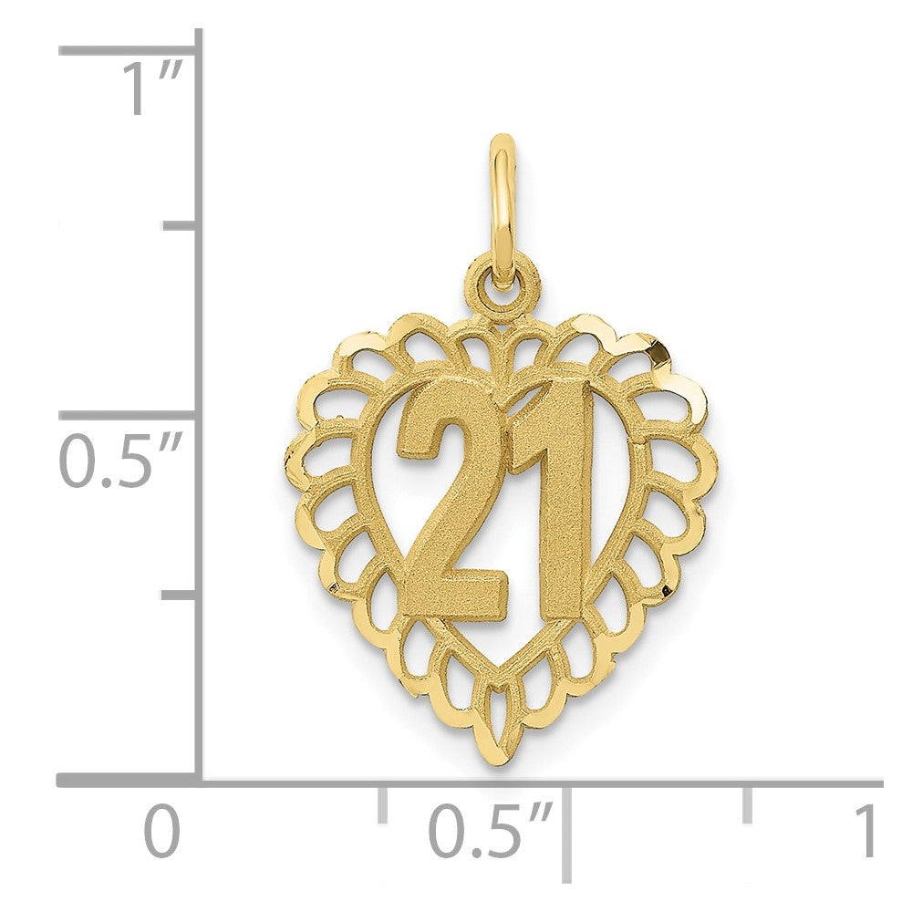 10k Yellow Gold 15 mm 21 in Heart Charm (0.73 grams)