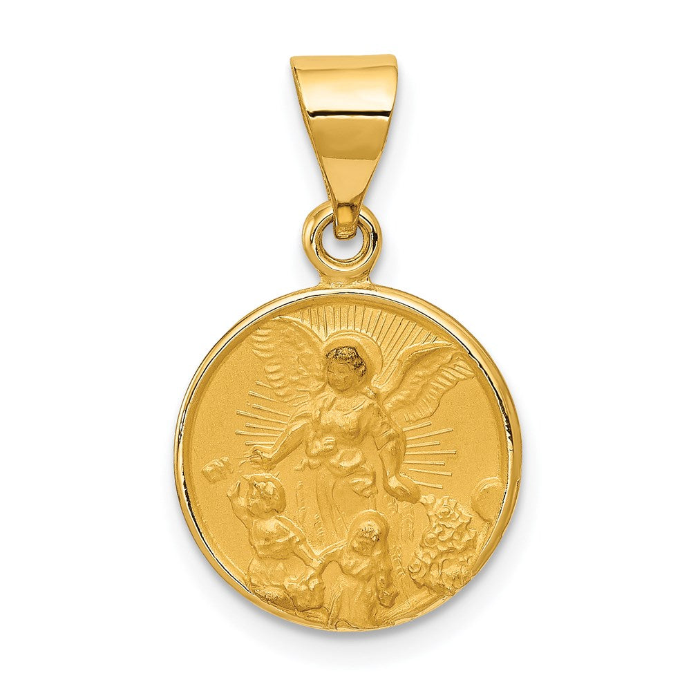 18k Yellow Gold 13.75 mm Guardian Angel Medal Pendant (1.43 grams)