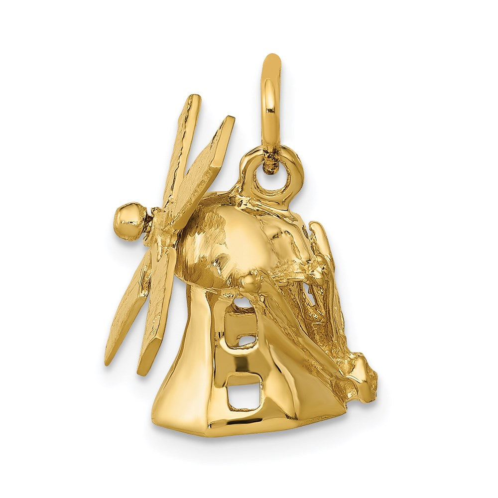 14k Yellow Gold 13.25 mm 3D Windmill Charm (2.7 grams)