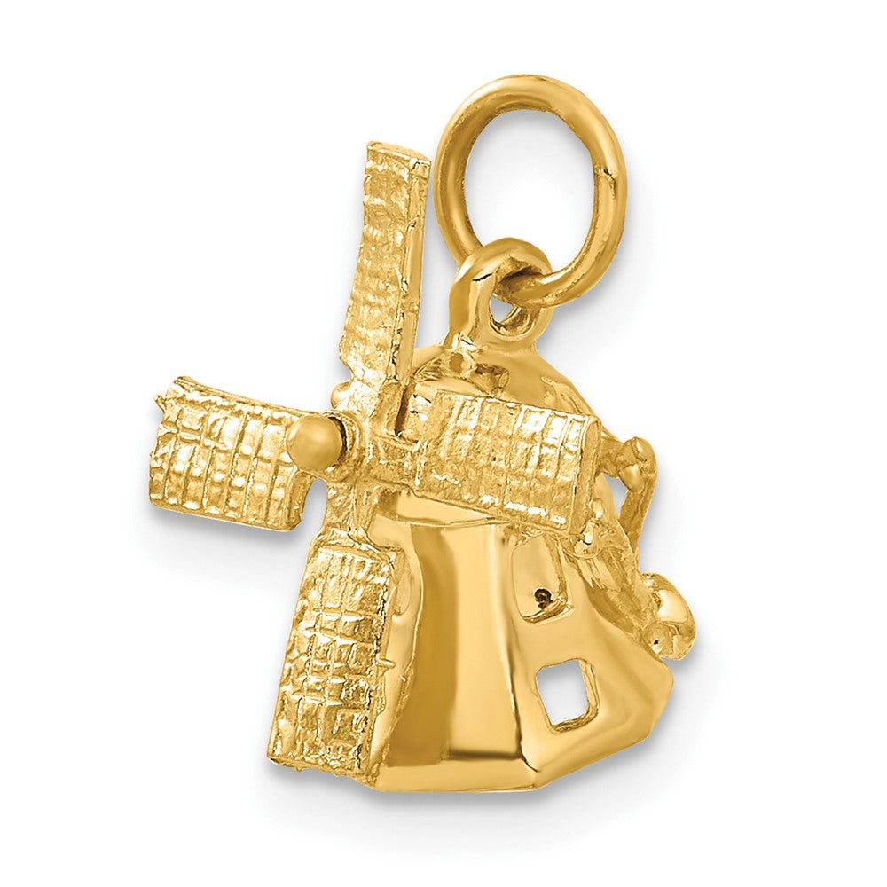 14k Yellow Gold 13.25 mm 3D Windmill Charm (2.7 grams)