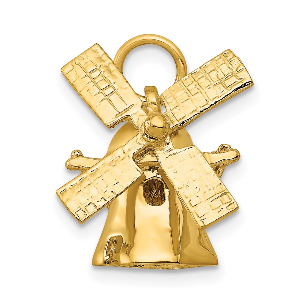 14k Yellow Gold 13.25 mm 3D Windmill Charm (2.7 grams)