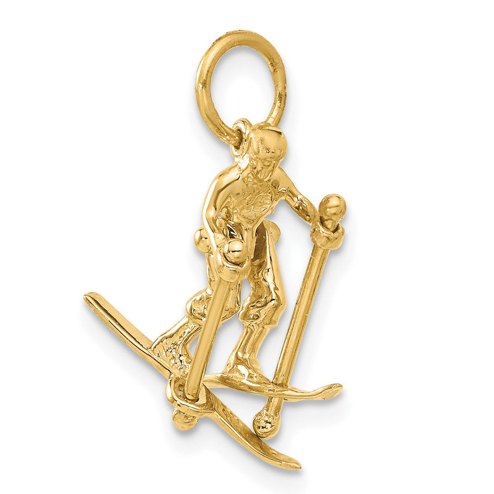 14k Yellow Gold 20 mm 3D Moveable Snow Skier Charm (1.71 grams)