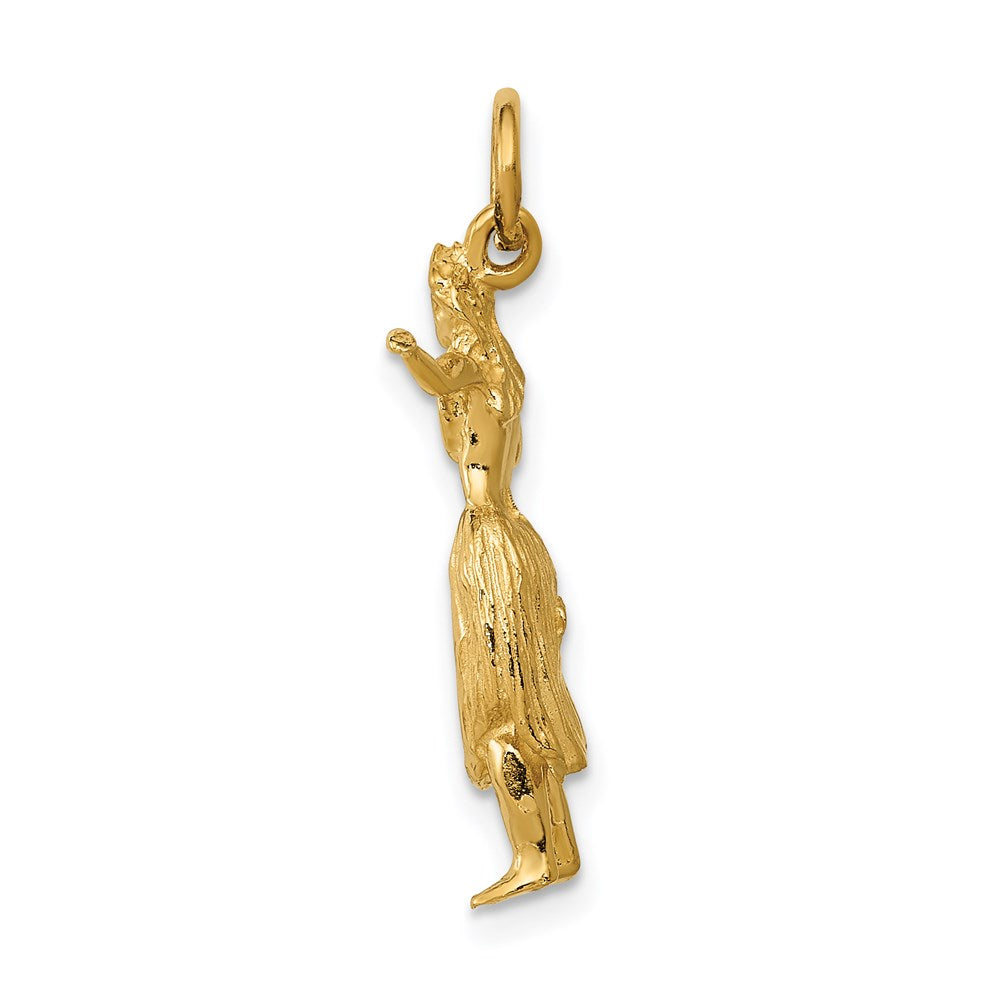 14k Yellow Gold 10 mm 3-D Hula Dancer Charm (2.37 grams)