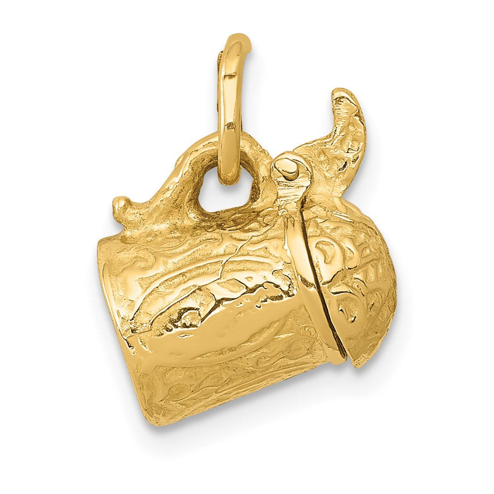 14k Yellow Gold 11 mm 3-D Beer Stein Lid Opens Charm (2.12 grams)