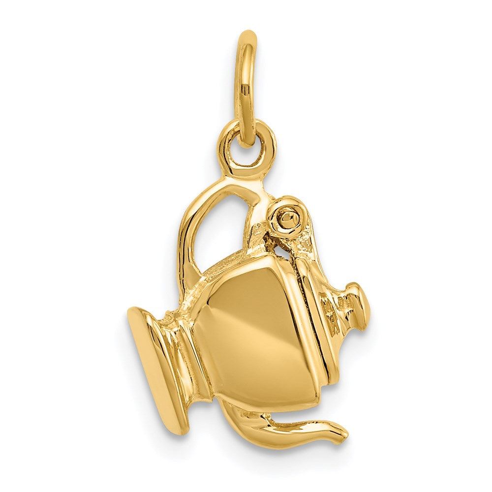 14k Yellow Gold 13 mm 3-D Tea Pot Lid Opens Charm (2.62 grams)