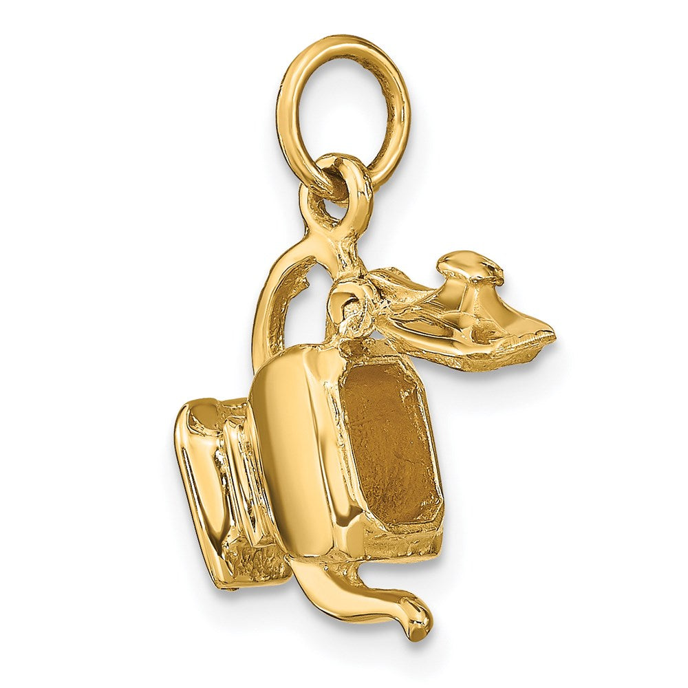 14k Yellow Gold 13 mm 3-D Tea Pot Lid Opens Charm (2.62 grams)