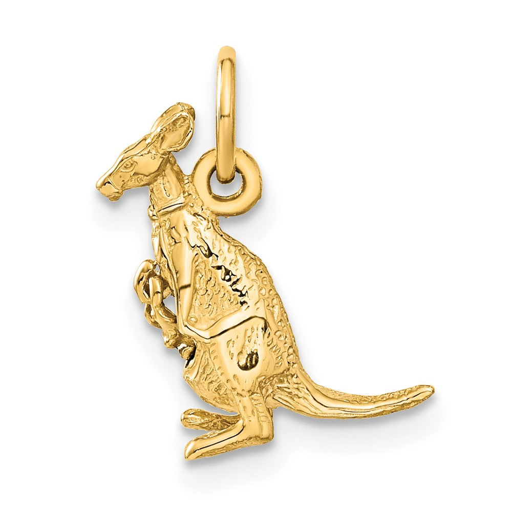 14k Yellow Gold 10 mm 3D Kangaroo with Joey Charm (1.54 grams)