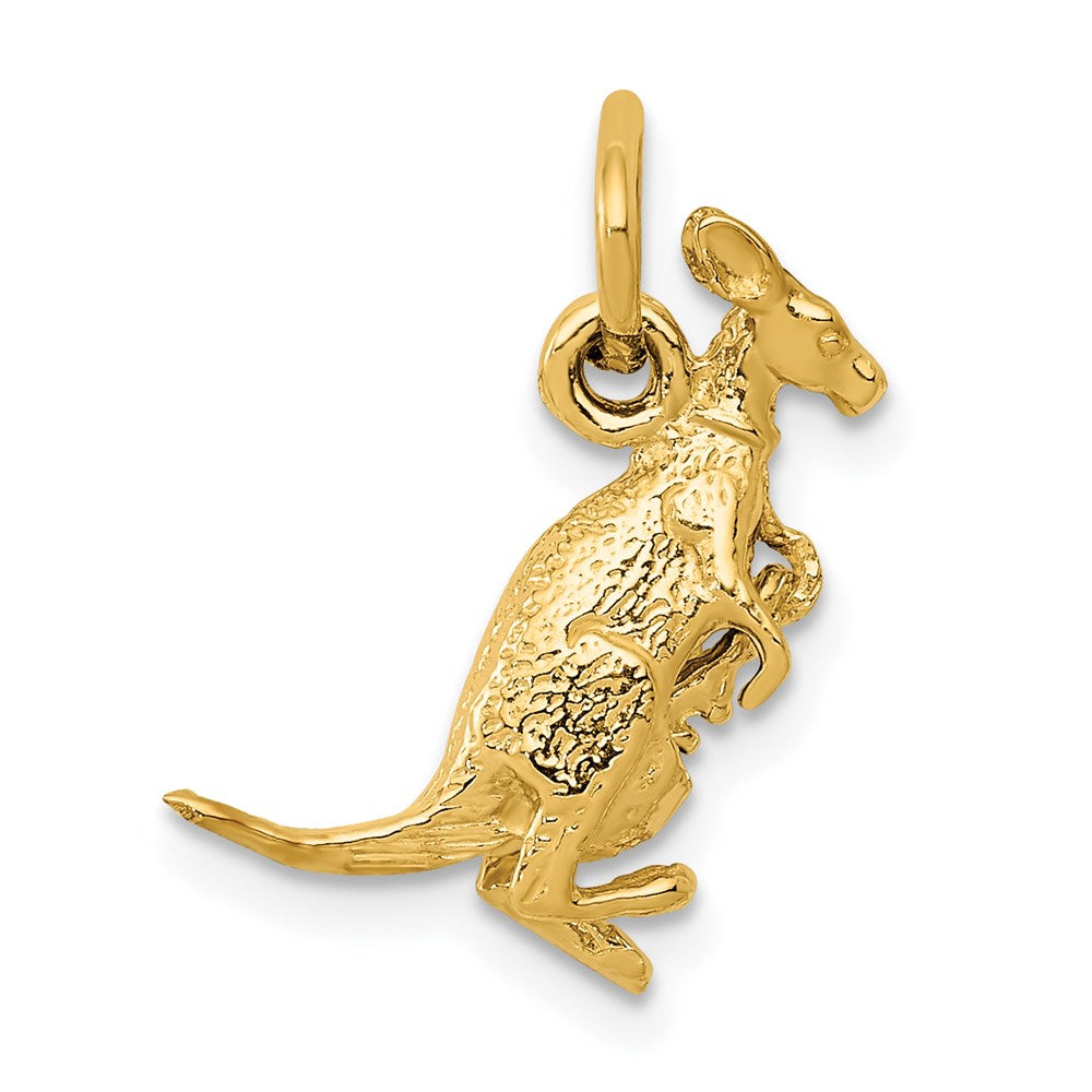 14k Yellow Gold 10 mm 3D Kangaroo with Joey Charm (1.54 grams)