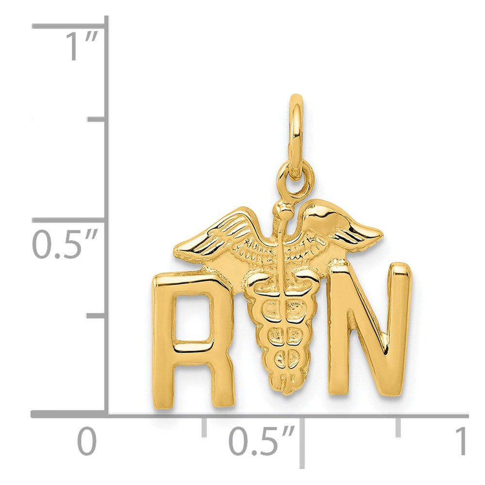 14k Yellow Gold 18 mm RN Registered Nurse Charm (1.2 grams)