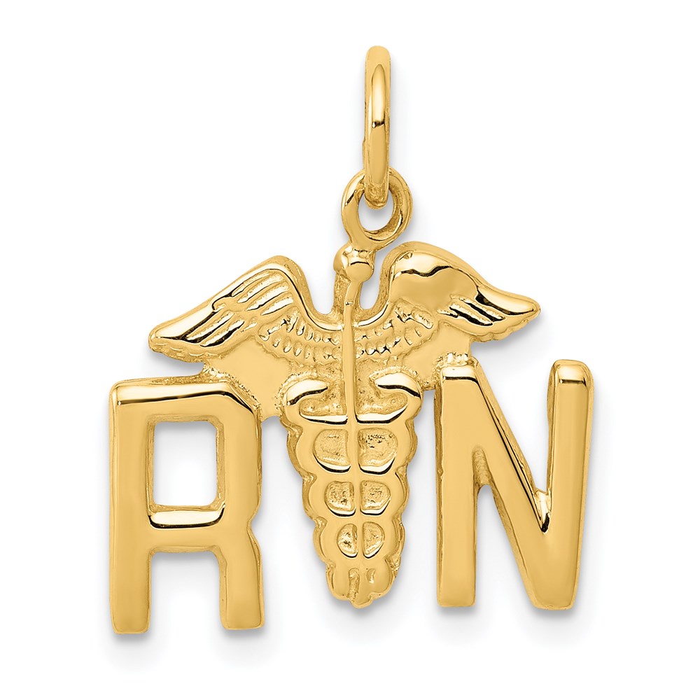 14k Yellow Gold 18 mm RN Registered Nurse Charm (1.2 grams)