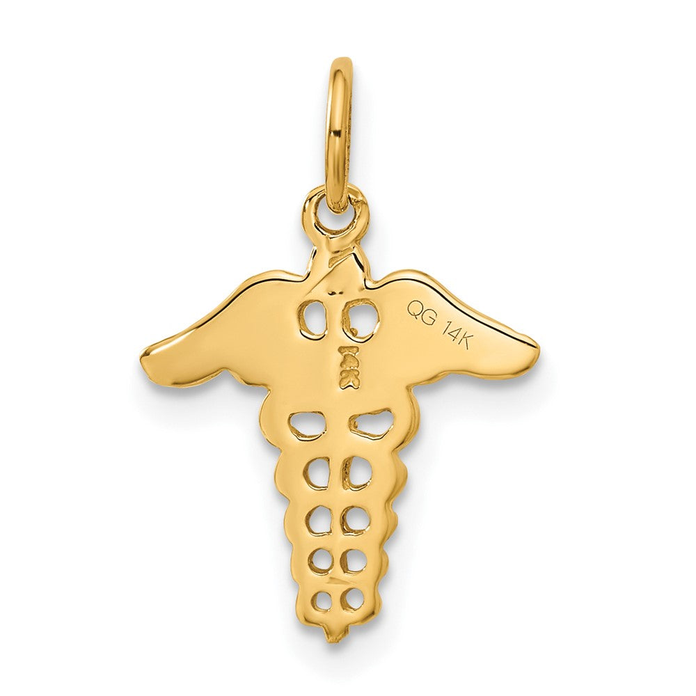 14k Yellow Gold 14 mm Caduceus Charm (0.85 grams)