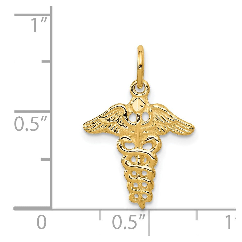 14k Yellow Gold 14 mm Caduceus Charm (0.85 grams)