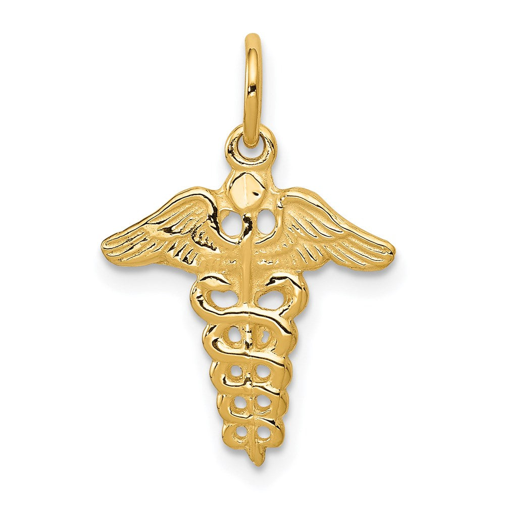 14k Yellow Gold 14 mm Caduceus Charm (0.85 grams)