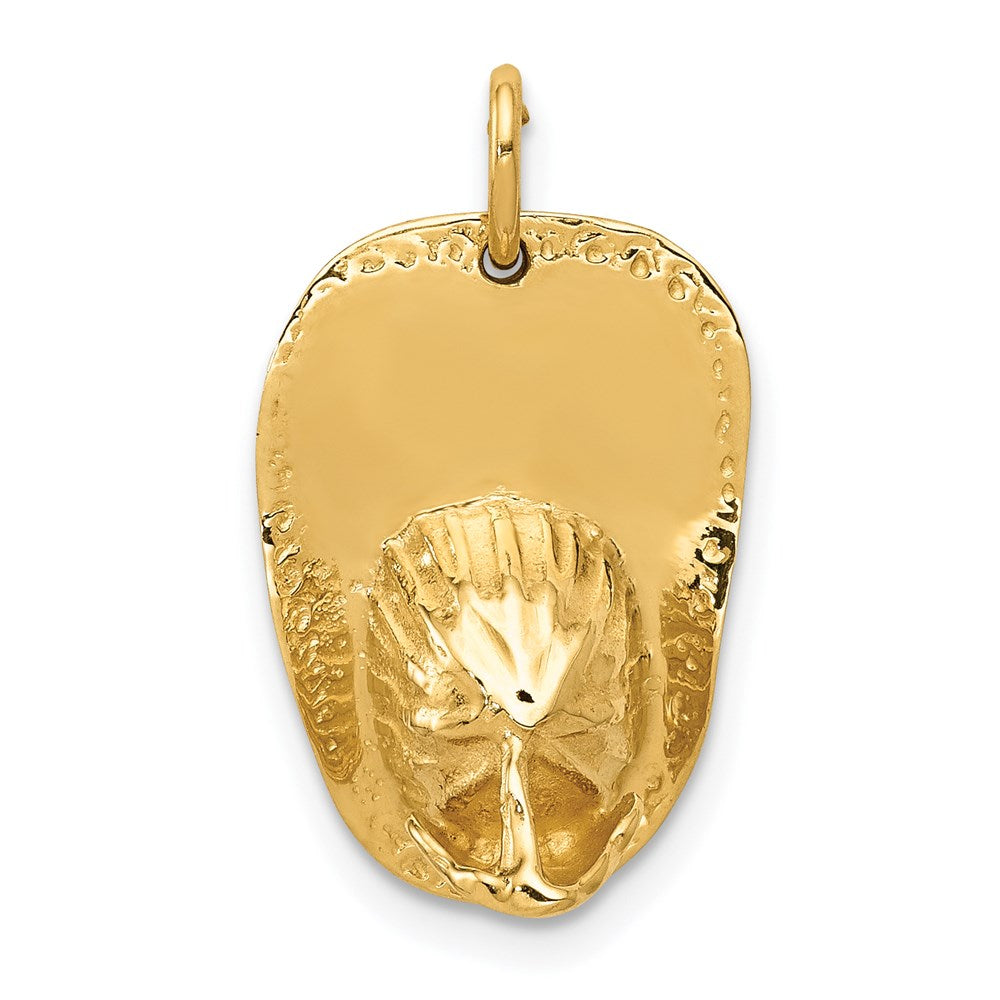 14k Yellow Gold 21 mm 3-D Large Fireman's Hat Charm (3.28 grams)