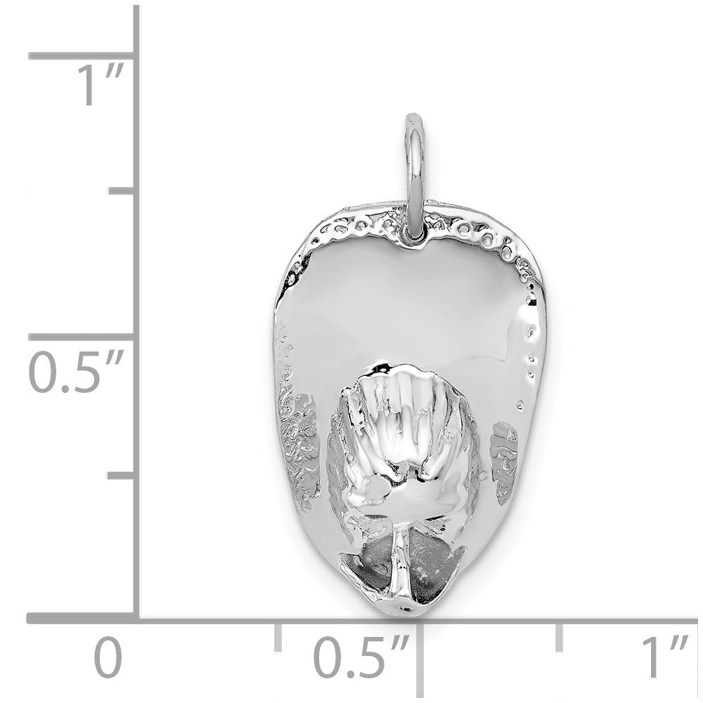 14k White Gold 21 mm 3-D Large Fireman's Hat Charm (3.64 grams)