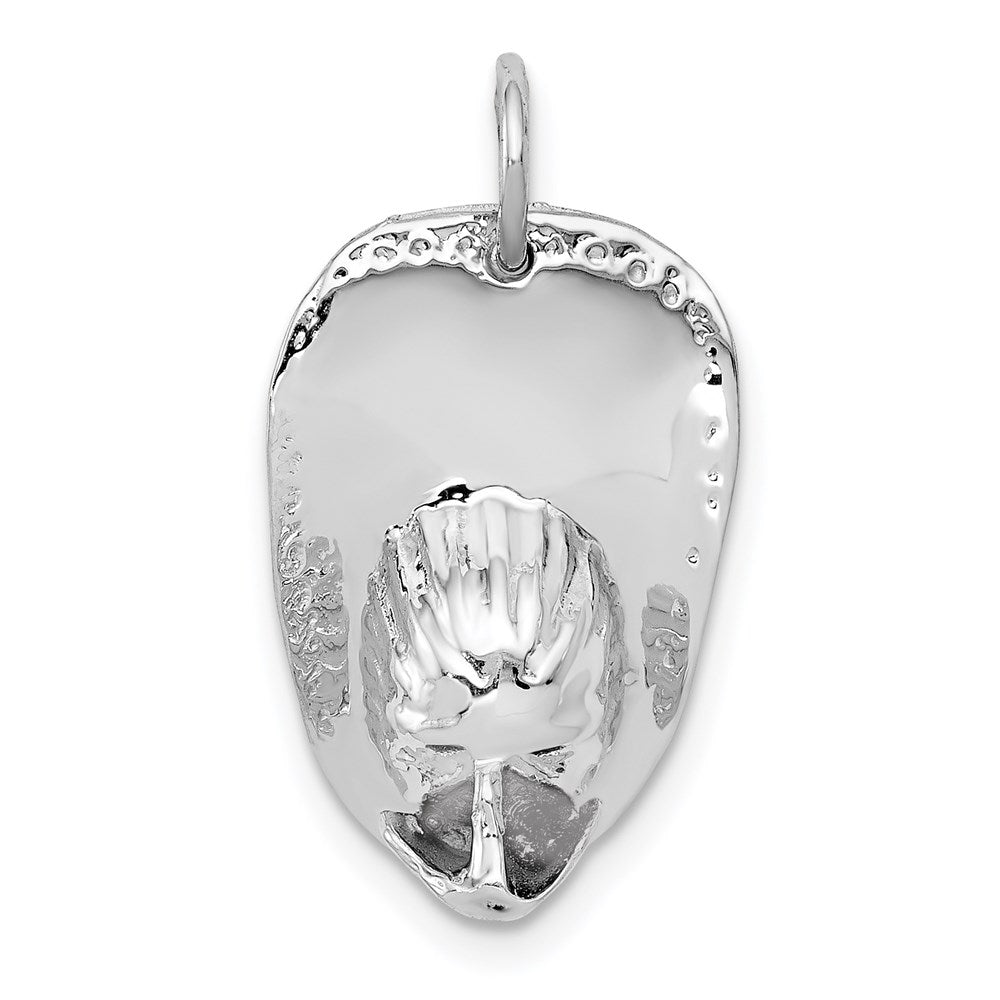 14k White Gold 21 mm 3-D Large Fireman's Hat Charm (3.64 grams)