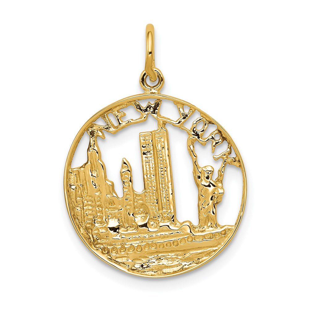 14k Yellow Gold 18 mm NEW YORK Skyline Charm (1.43 grams)
