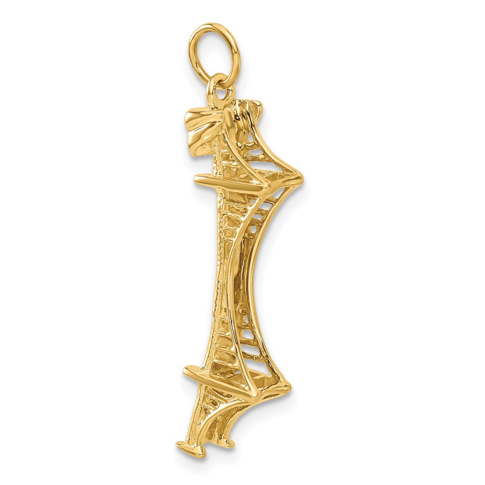 14k Yellow Gold 8.5 mm 3D Golden Gate Bridge Charm (3.13 grams)