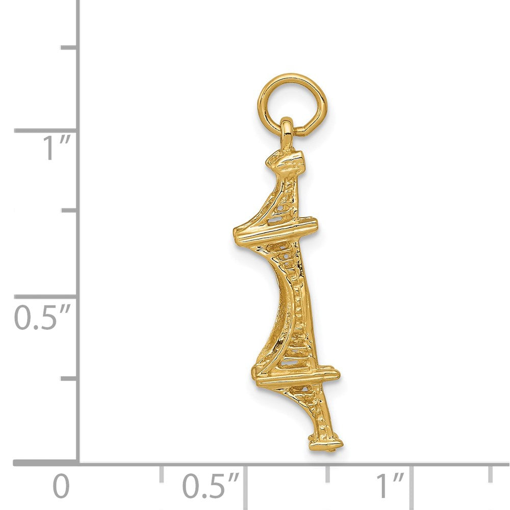 14k Yellow Gold 8.5 mm 3D Golden Gate Bridge Charm (3.13 grams)
