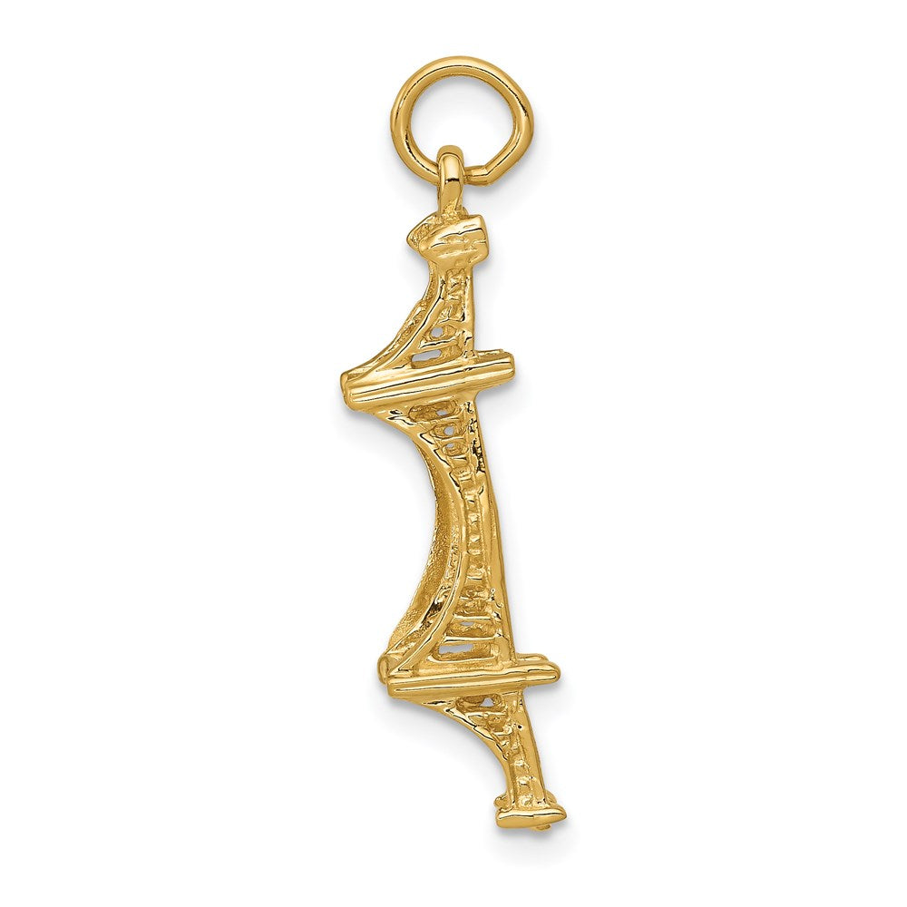 14k Yellow Gold 8.5 mm 3D Golden Gate Bridge Charm (3.13 grams)