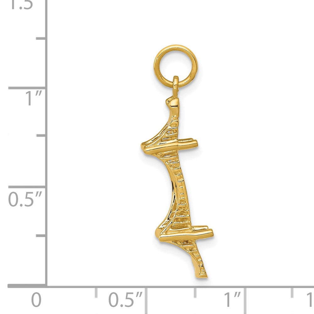 14k Yellow Gold 7.5 mm 3D Mackinac Bridge Charm (1.85 grams)