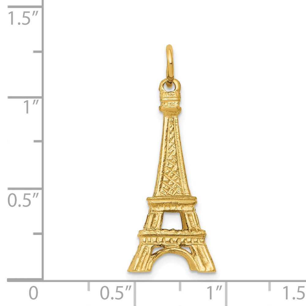 14k Yellow Gold 11 mm 14KY 3D Eiffel Tower Charm (3.1 grams)