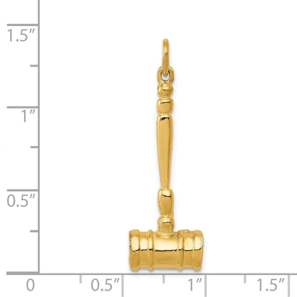 14k Yellow Gold 10 mm 3-D Gavel Charm (2.51 grams)