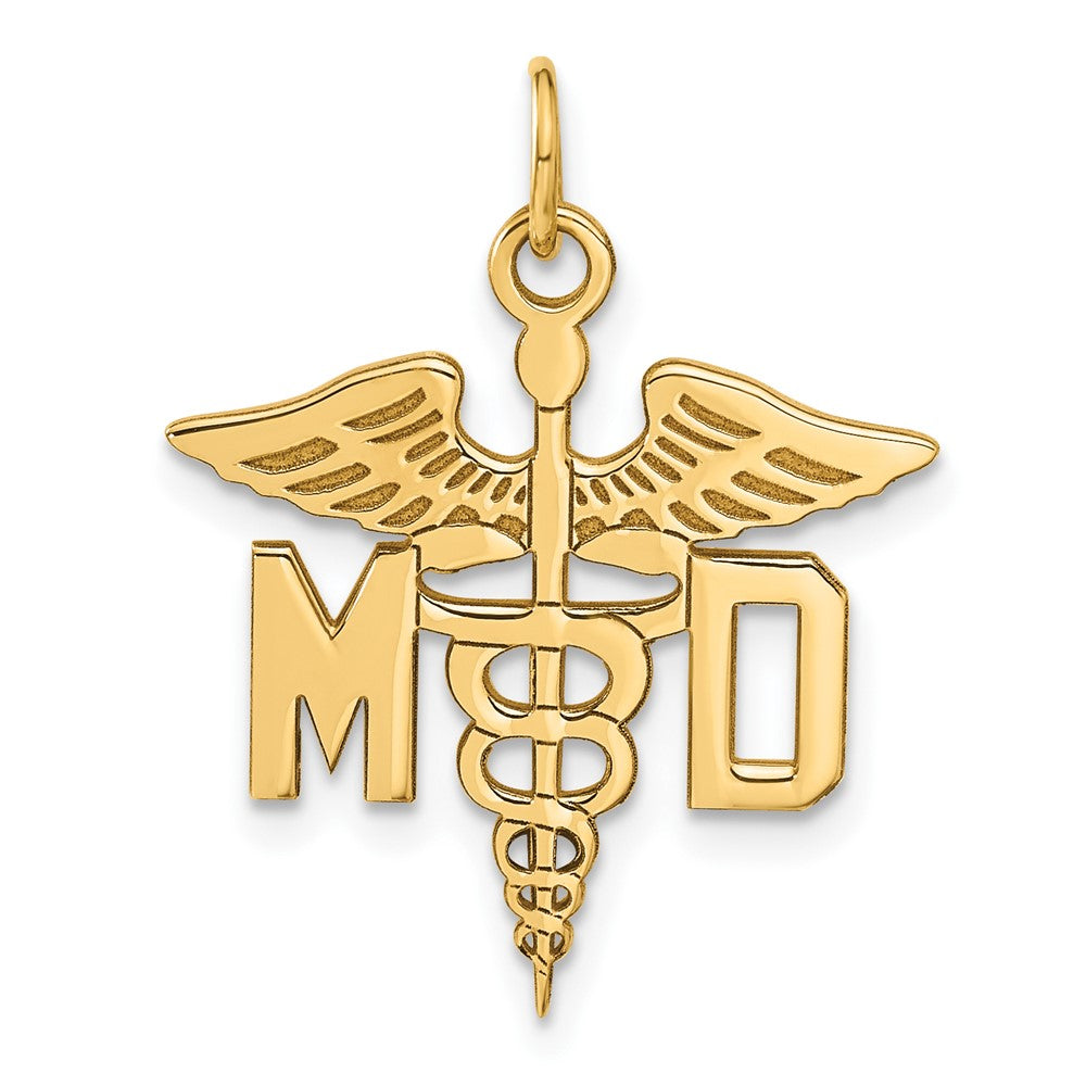 14k Yellow Gold 23 mm Large M.D. Caduceus Charm (1.91 grams)