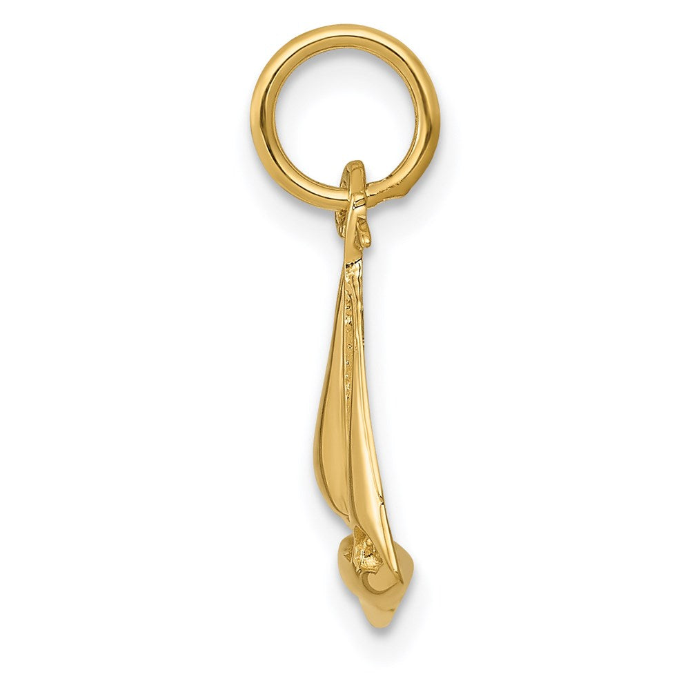 14k Yellow Gold 12 mm 3D Sailboat Charm (0.89 grams)