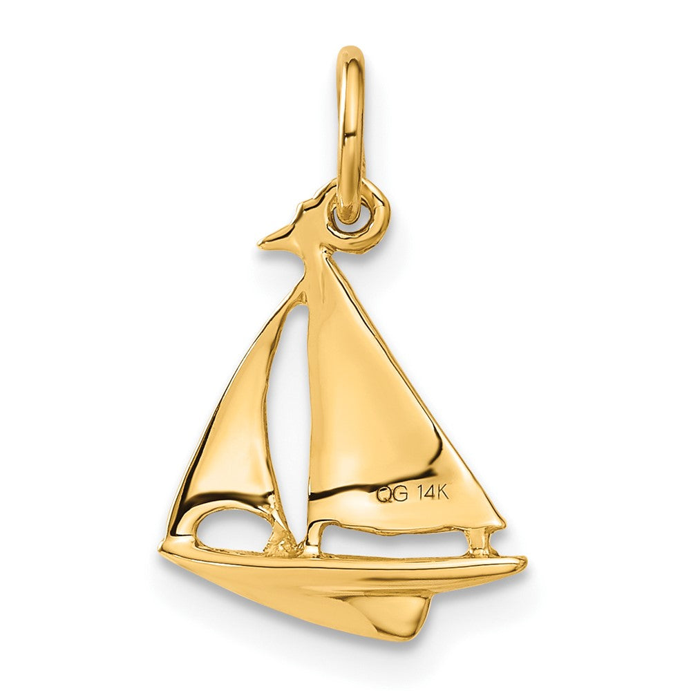 14k Yellow Gold 12 mm 3D Sailboat Charm (0.89 grams)