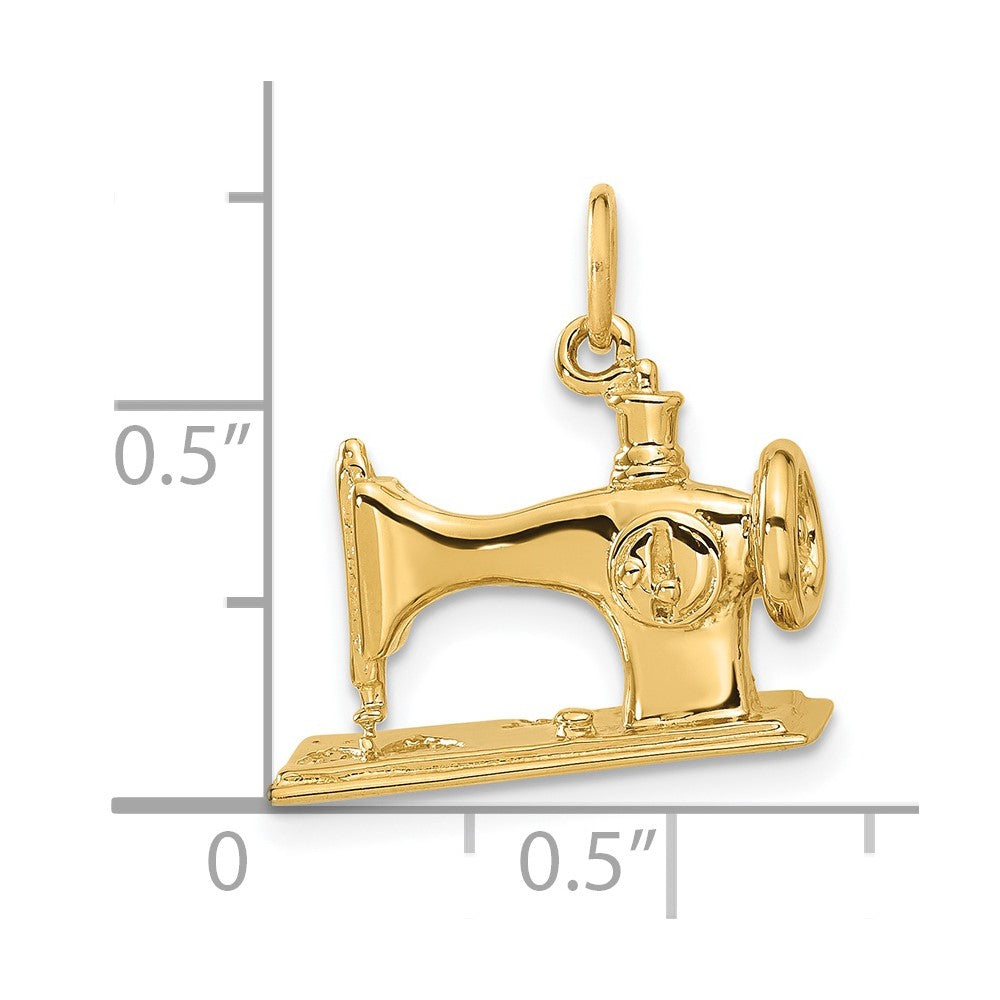 14k Yellow Gold 19 mm 3D Antique Sewing Machine Charm (5.36 grams)
