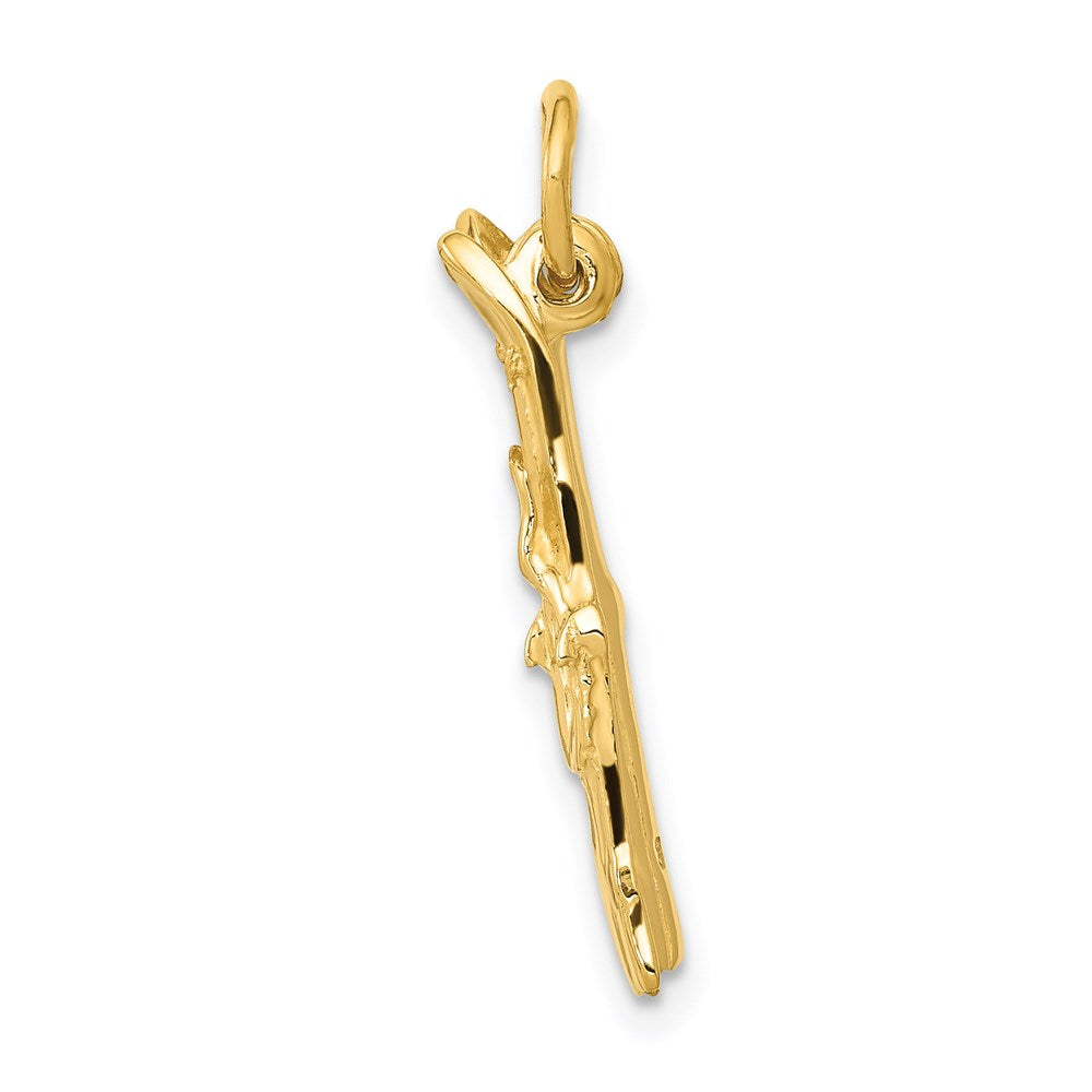 14k Yellow Gold 12 mm 3D Pair Of Skis Charm (0.99 grams)