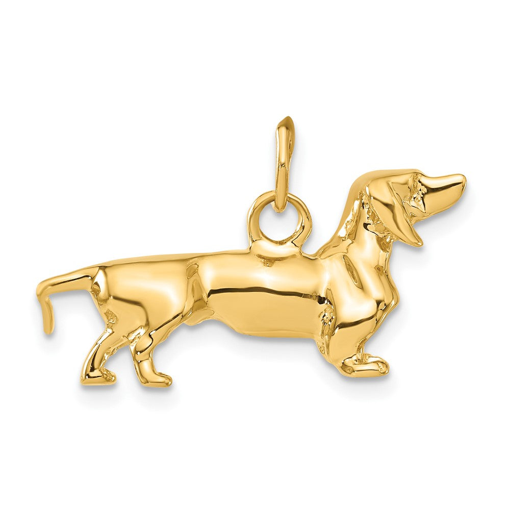 14k Yellow Gold 31 mm 3D Dachshund Dog Charm (6.25 grams)