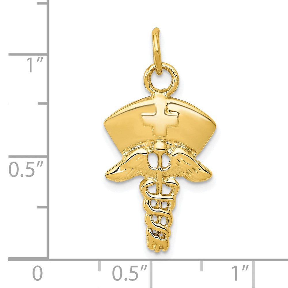 14k Yellow Gold 15 mm Nurse Symbol Charm (1.51 grams)