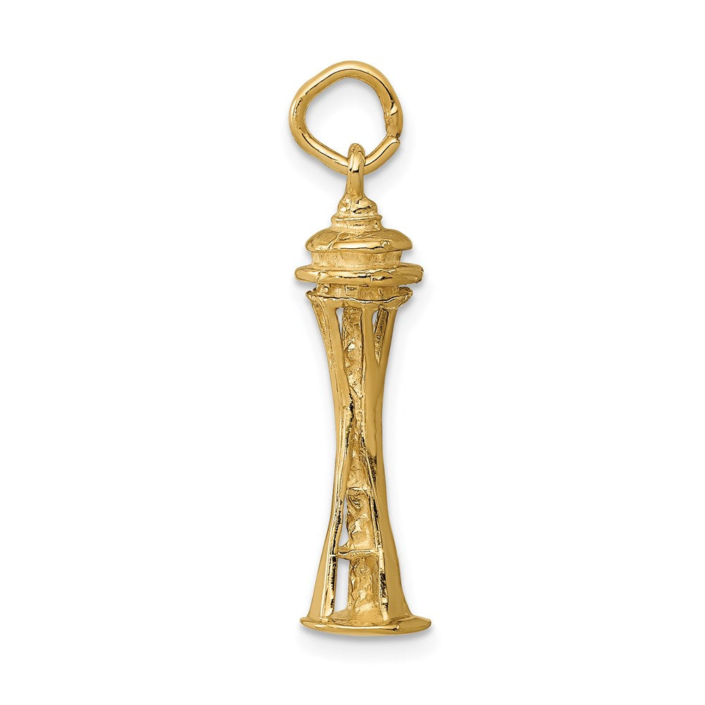 14k Yellow Gold 6 mm 3D Space Needle Charm (2.01 grams)