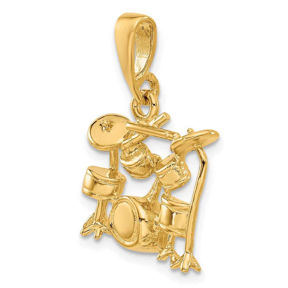 14k Yellow Gold 15 mm 3D Drum Set Charm (3.94 grams)
