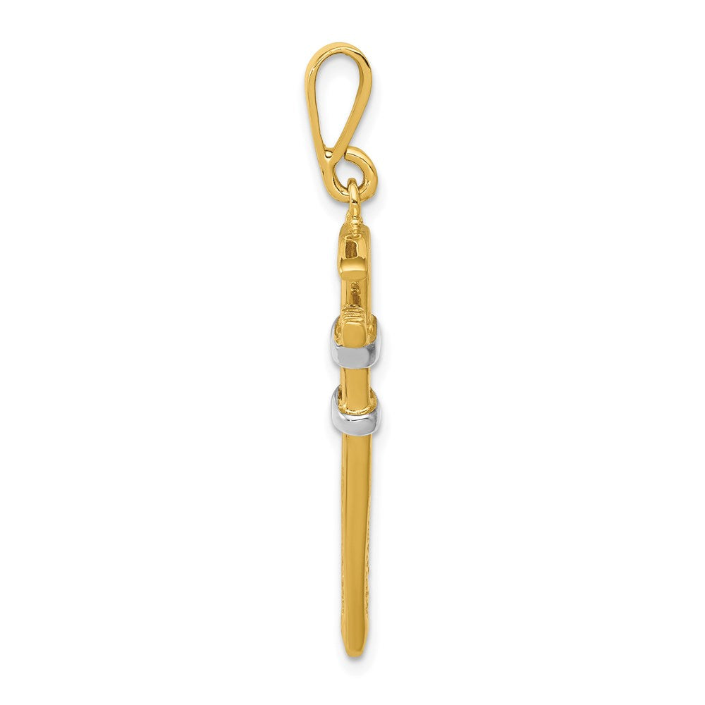 14k Yellow & Rhodium 10 mm  3-D Pipe Wrench Charm (3.07 grams)