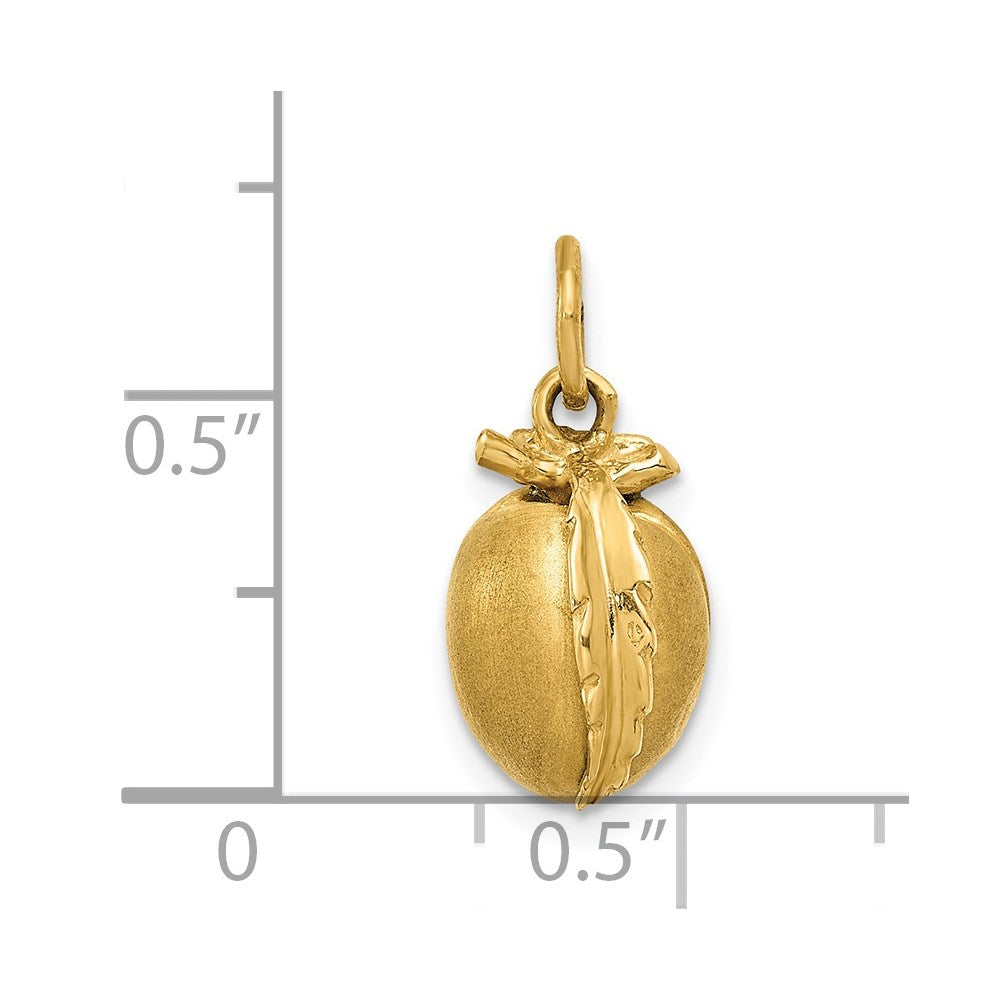 14k Yellow Gold 10 mm Peach Charm (1.38 grams)