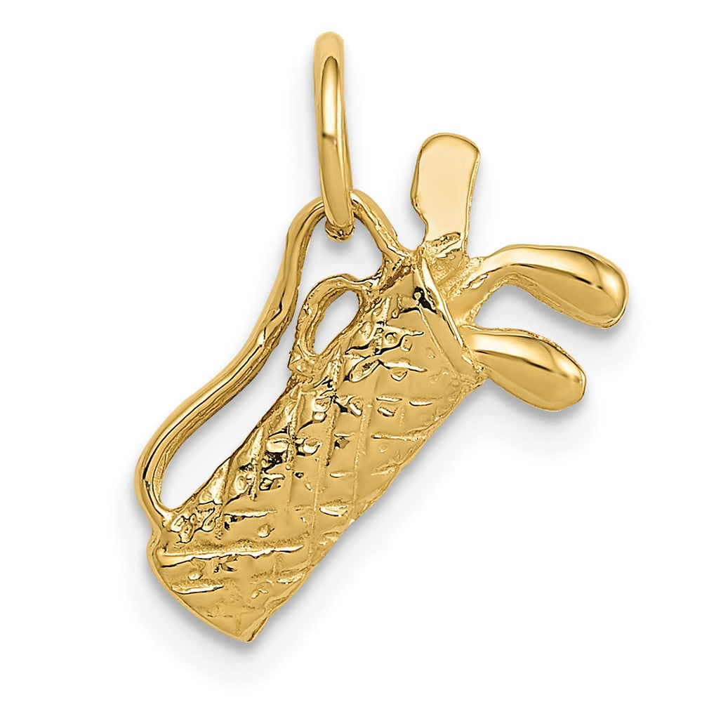 14k Yellow Gold 9 mm 3-D Golf Bag Charm (1.27 grams)