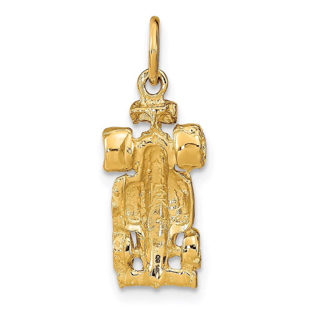 14k Yellow Gold 10 mm 3-D Race Car Charm (1.82 grams)