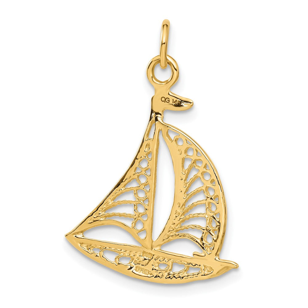 14k Yellow Gold 20 mm Sailboat Charm (1.3 grams)
