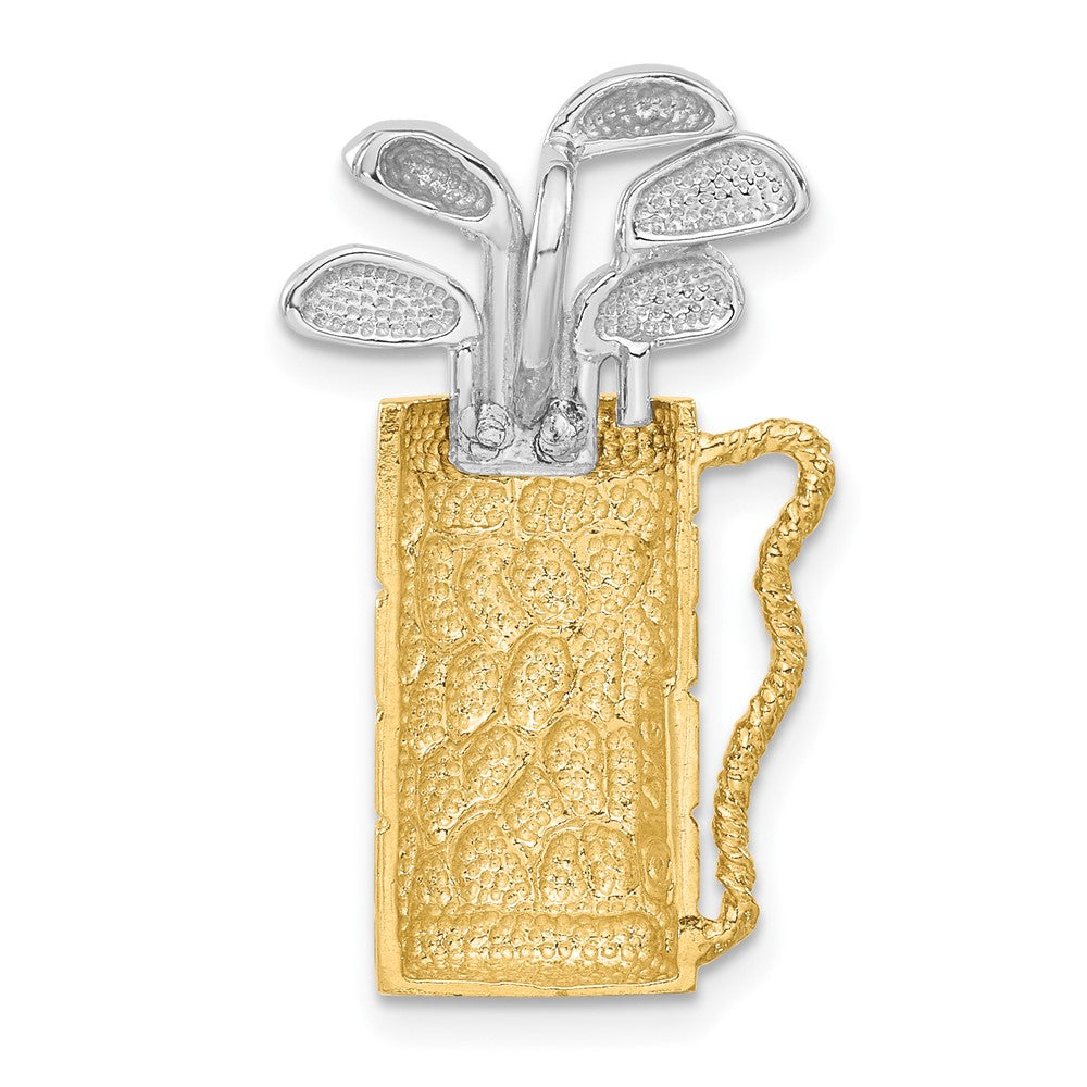 14k Two-tone 16 mm Golf Bag with Clubs Pendant (3.89 grams)