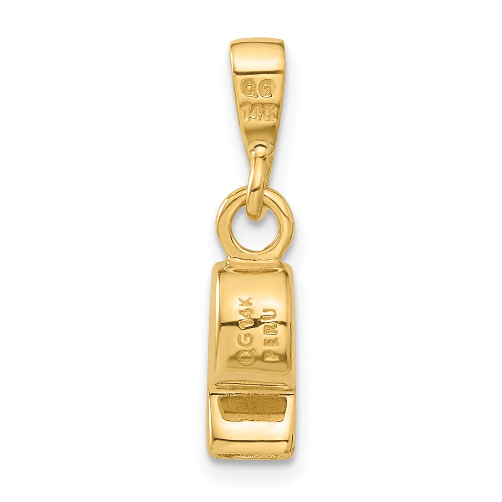 14k Yellow Gold 5 mm 3D Sports Whistle Pendant (2.71 grams)