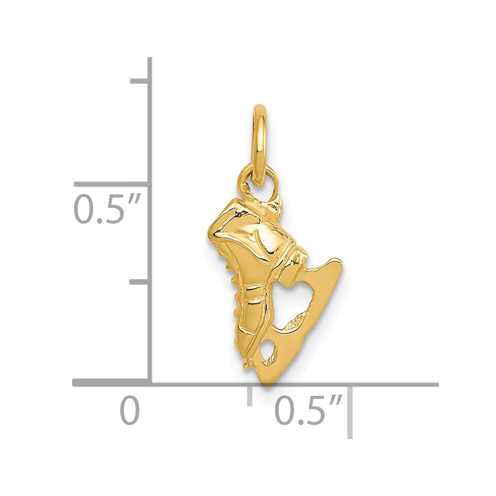 14k Yellow Gold 7 mm 3D Ice Skate Charm (1.11 grams)