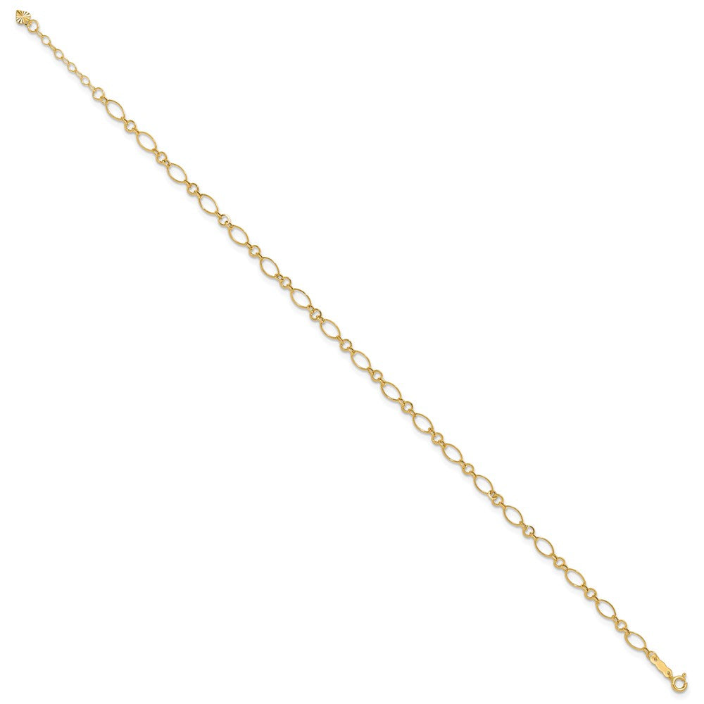 14k Yellow Gold 4 mm Fancy Link in with 1in ext Anklet (1.12 grams)