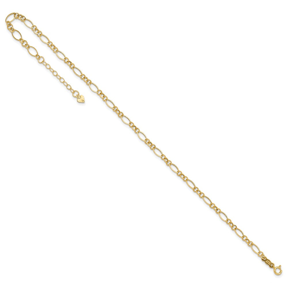 14k Yellow Gold 4 mm Fancy Link in with 1in ext Anklet (1.12 grams)