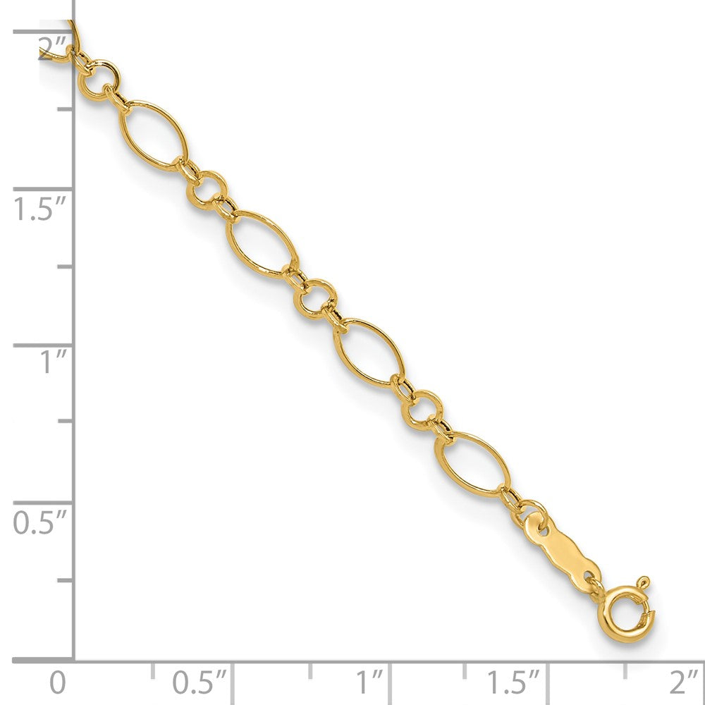 14k Yellow Gold 4 mm Fancy Link in with 1in ext Anklet (1.12 grams)