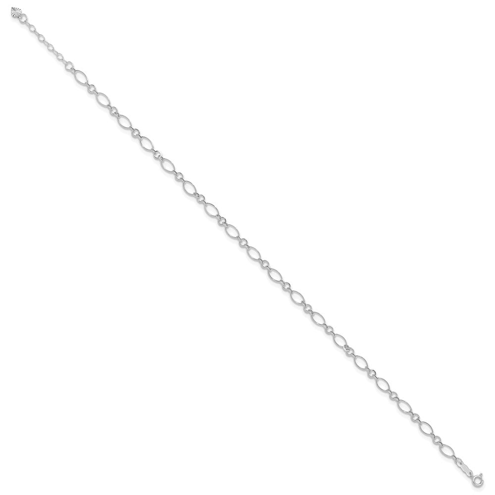 14k White Gold 4 mm Fancy Link 9in with 1in ext Anklet (1.16 grams)