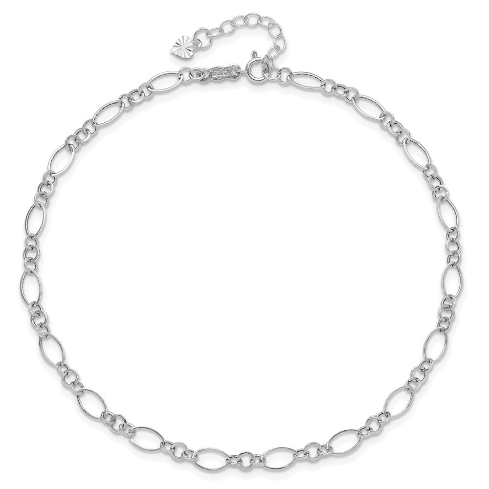 14k White Gold 4 mm Fancy Link 9in with 1in ext Anklet (1.16 grams)