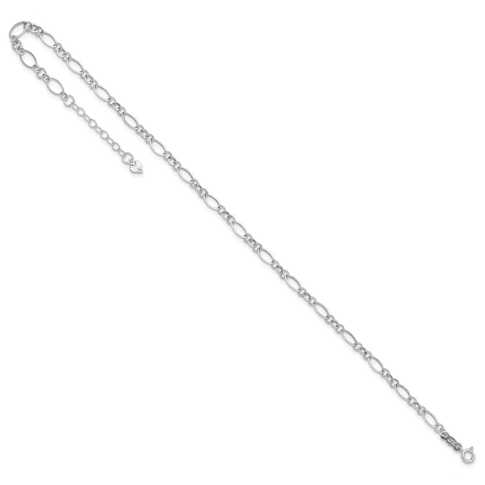 14k White Gold 4 mm Fancy Link 9in with 1in ext Anklet (1.16 grams)